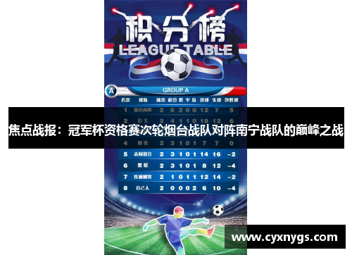 焦点战报：冠军杯资格赛次轮烟台战队对阵南宁战队的巅峰之战